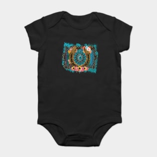 Rusty Horseshoe Turquoise Gem Baby Bodysuit